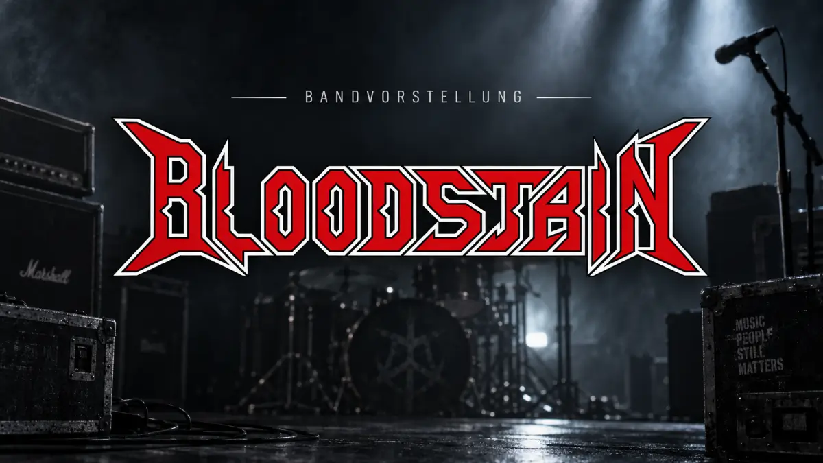 Bloodstain Logo vor dunkler Konzertbühne